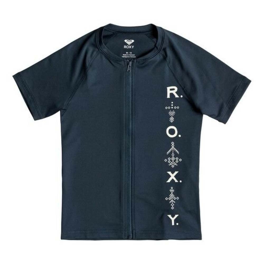ROXY GIRL SHORT SLEEVE UPF 50 FRONT ZIP RASHGUARD